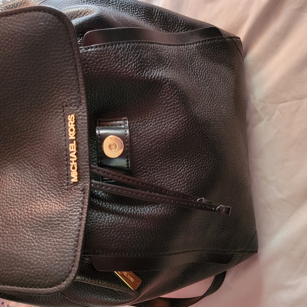 Michael Kors Black Leather Backpack with Textured Finish
